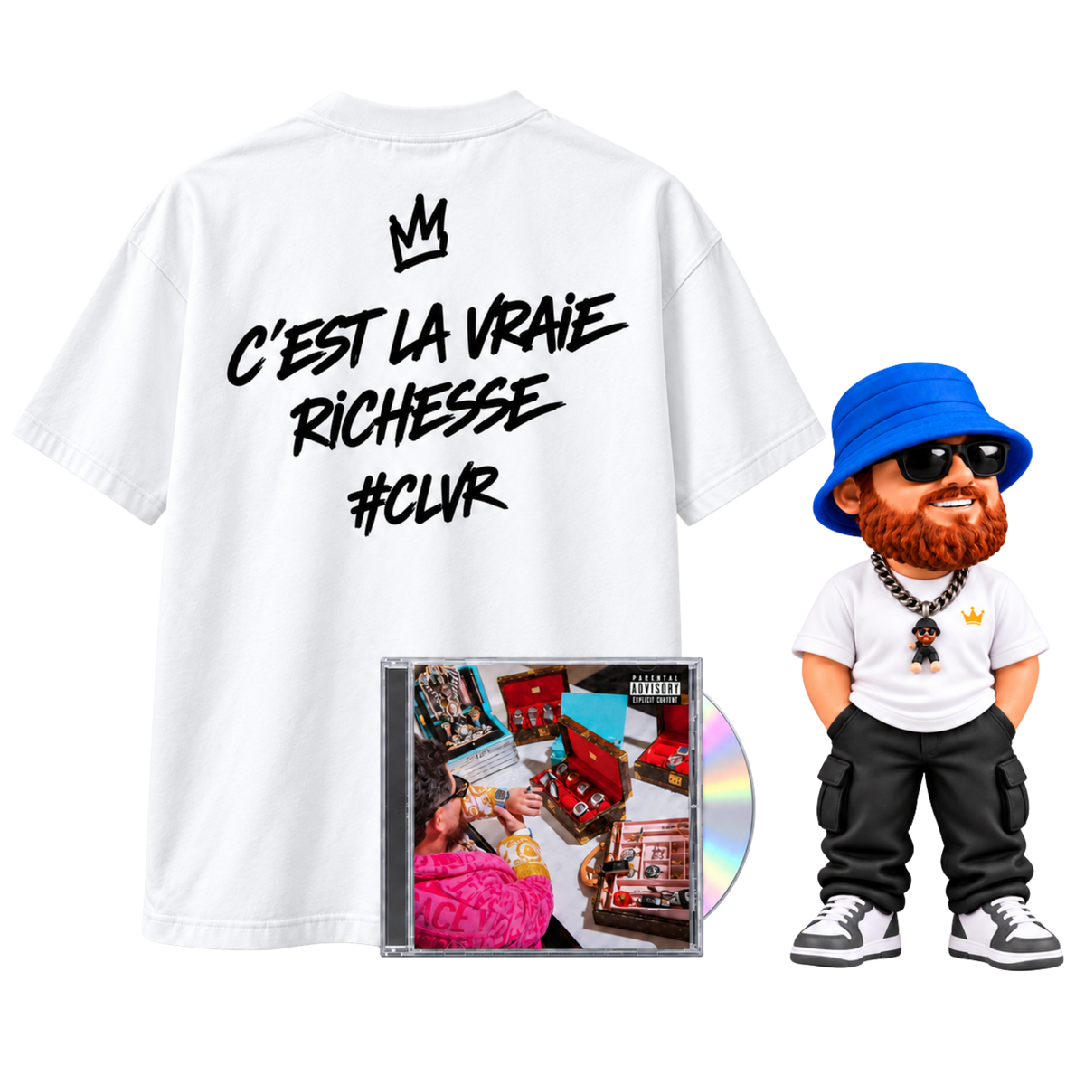 T-shirt collector USB "CLVR" + CD + Figurine USB
