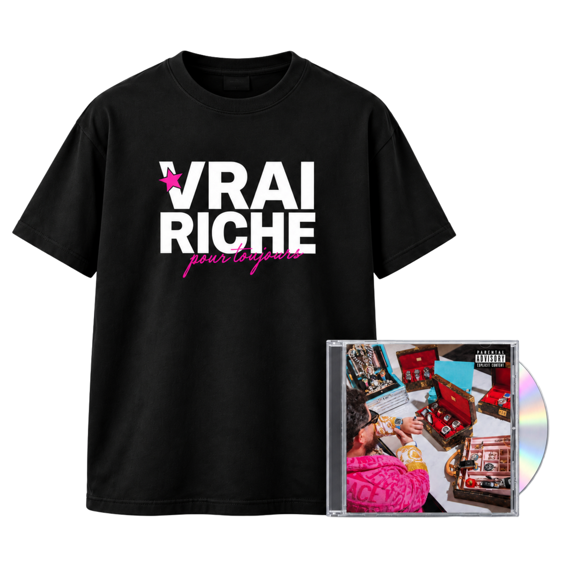 T-shirt collector USB "VRAI RICHE" + CD